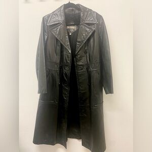 The Tannery Black Long Trench Coat- 100 percent leather